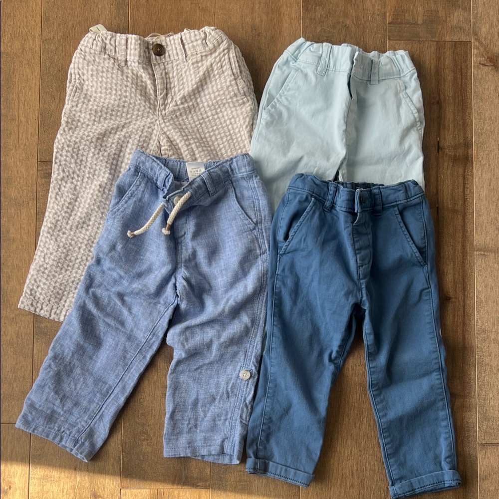 EUC toddler boys size 2T dress pants bundle- Blue, Light Blue, Cream